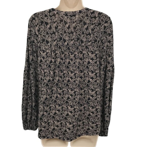 Lucky Brand Womens Black Floral Button Front Balloon Long Sleeve Blouse Size S - Picture 4 of 9